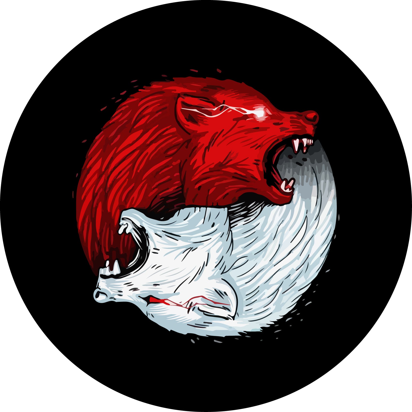 Red White Wolf Designed Spare Wheel Tire Cover